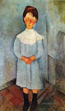 アメデオ・モディリアーニ Painting - 青い服を着た少女 1918年 アメデオ・モディリアーニ